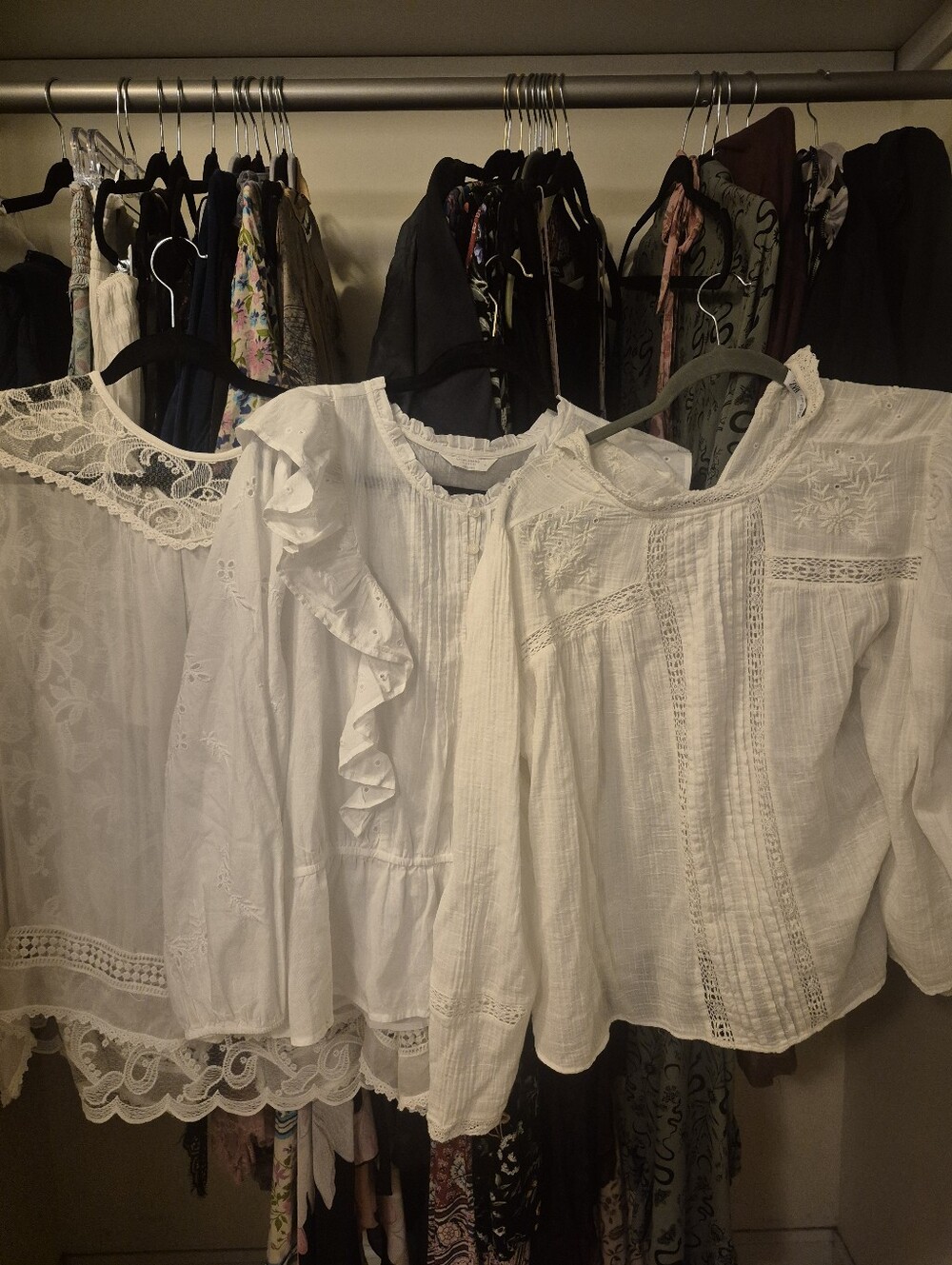 Women’s White Lace & Ruffle Blouse - Classic Lightweight Top
